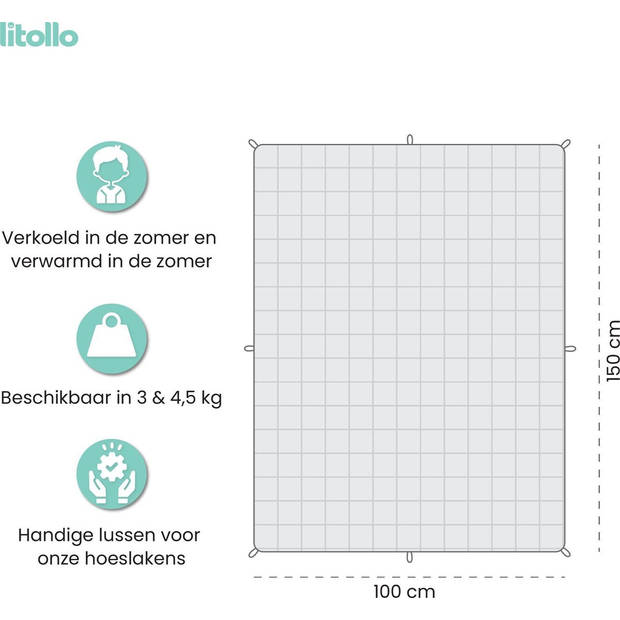 Litollo Verzwaringsdeken Kind 3 kg Met Dierpatroon buitenhoes - Duurzaam Bamboe Materiaal - Grijs - 100x150cm
