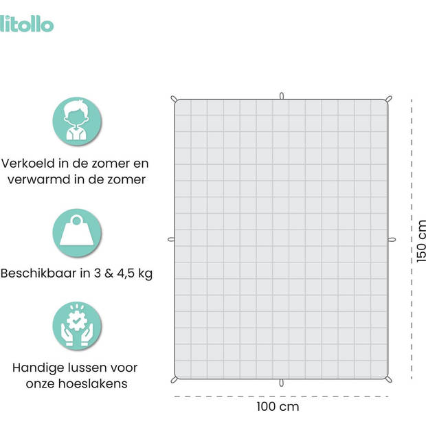 Litollo Verzwaringsdeken kind 4,5 kg - Weighted Blanket - Duurzaam Bamboe Materiaal - Antraciet - 100x150cm