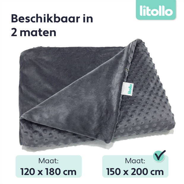 Litollo Verzwaringsdeken Zachte Winter Fleece Hoes - Weighted Blanket - Grijs - 150*200 cm