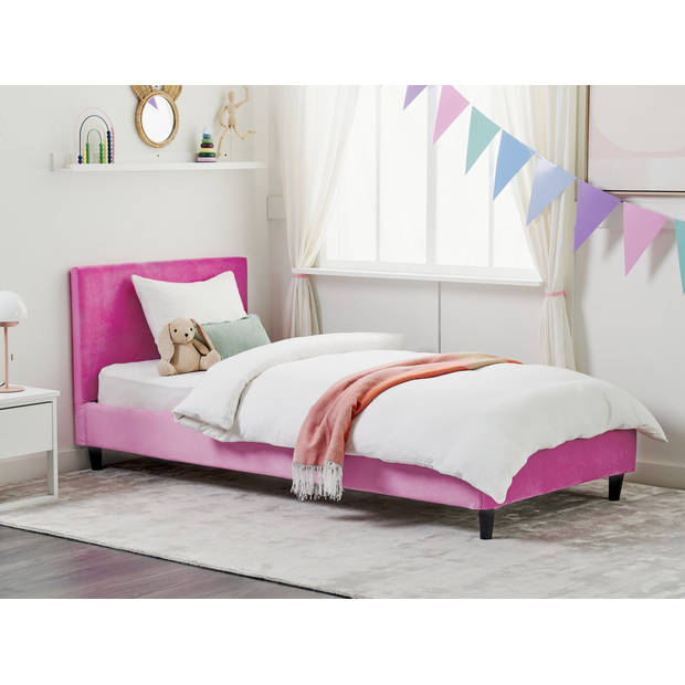 Beliani FITOU - Bekleding voor bedframe-Roze-Fluweel