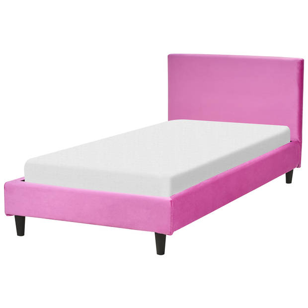 Beliani FITOU - Bekleding voor bedframe-Roze-Fluweel