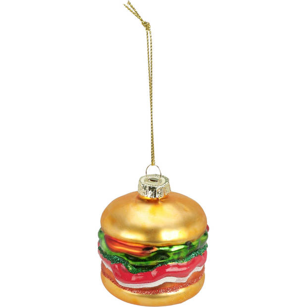 Christmas Decorations kershangers hamburger, friet, sandwich -3x- glas - Kersthangers