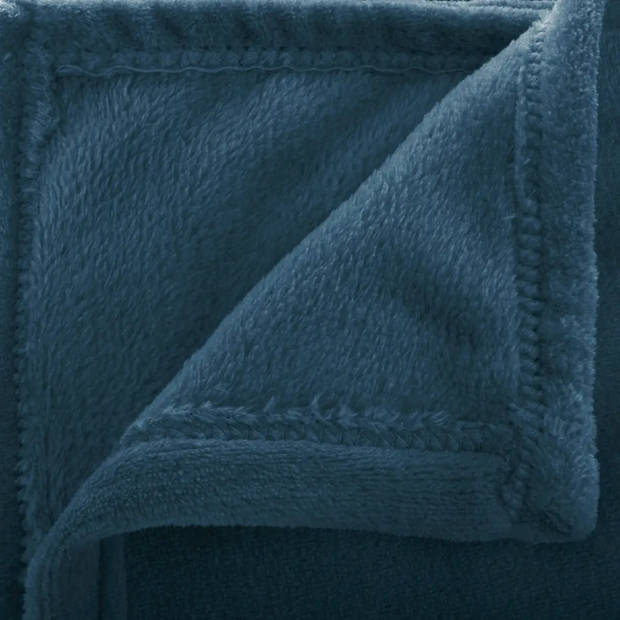 Atmosphera Plaid/bank deken - donkerblauw - polyester - 180 x 230 cm - Plaids