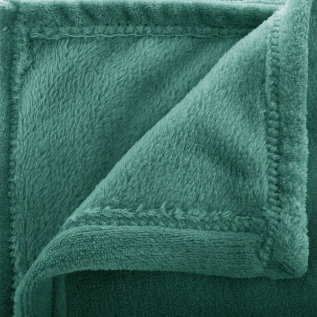 Atmosphera Plaid/bank deken - smaragd groen - polyester - 180 x 230 cm - Plaids