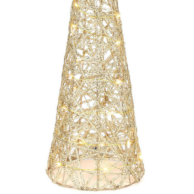 Verlichte LED kegels/kerstboom - 2x st - goud - H40 en H60 cm - kerstverlichting figuur