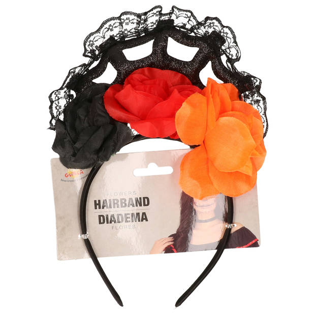 Halloween diadeem - bloemen - one size - roodA - meisjes/dames - Verkleedhoofddeksels