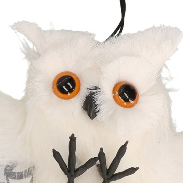 Fiestas Guirca Halloween/horror thema hang decoratie uil met grote ogen - enge dieren - 55 cm - Feestdecoratievoorwerp