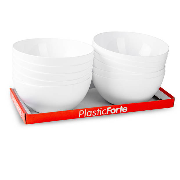 Plasticforte Serveerschaal/saladeschaal - D23 x H10 cm - kunststof - wit - Serveerschalen