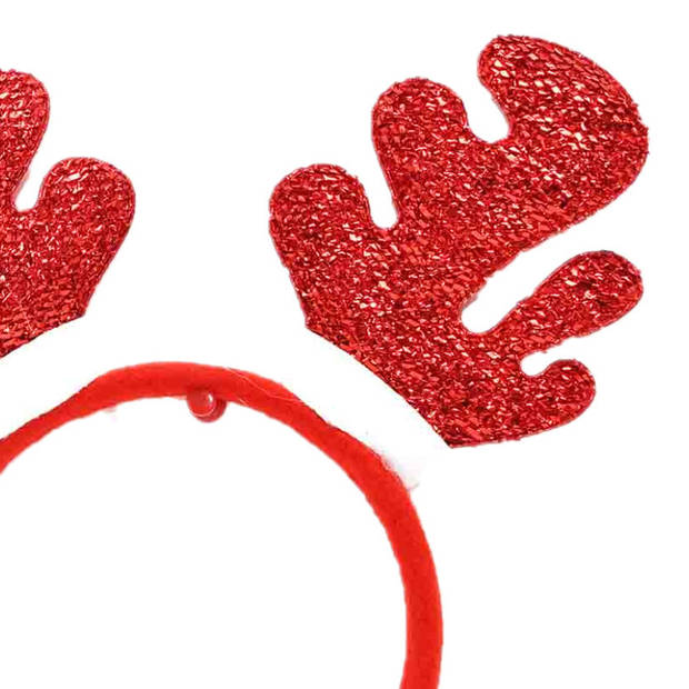 Kerst diadeem/haarband - rendier gewei - rood/groen - 19 x 22 cm - Verkleedattributen