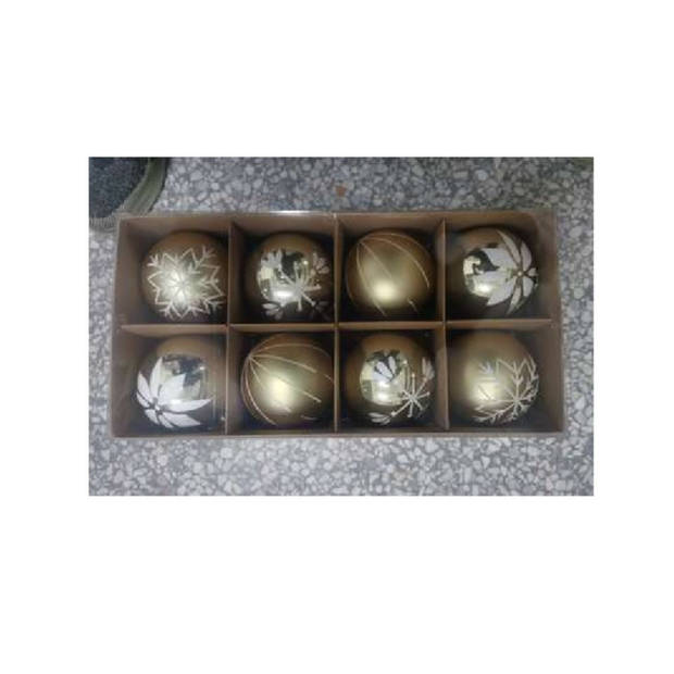 Feeric lights and christmas kerstballen 16x - 8 cm - kunststof -goud - Kerstbal