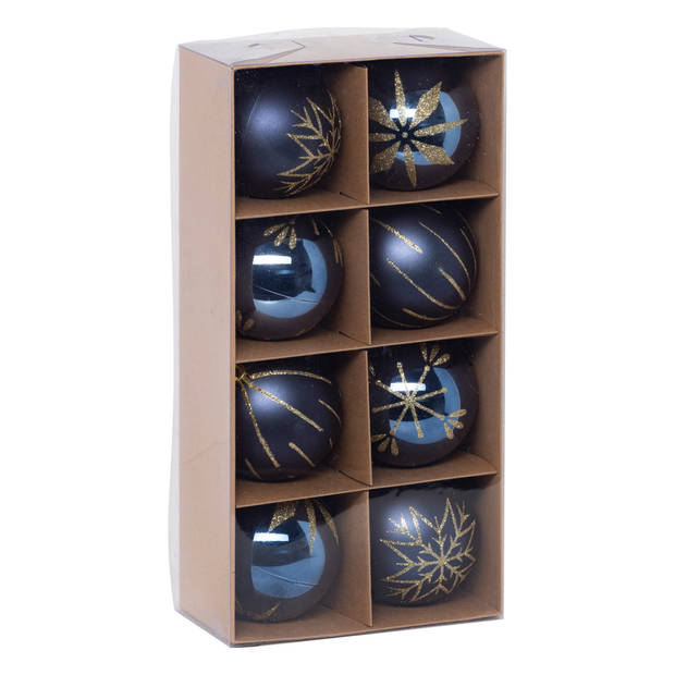 Feeric lights and christmas kerstballen 16x - 8 cm - kunststof -blauw - Kerstbal