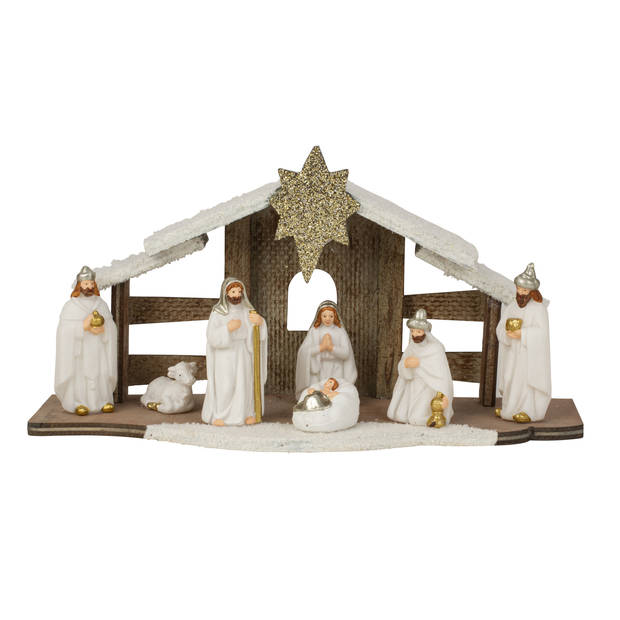 IKO kerststal compleet - met beeldjes - en verlichting - L28 x H15 cm - Kerststallen