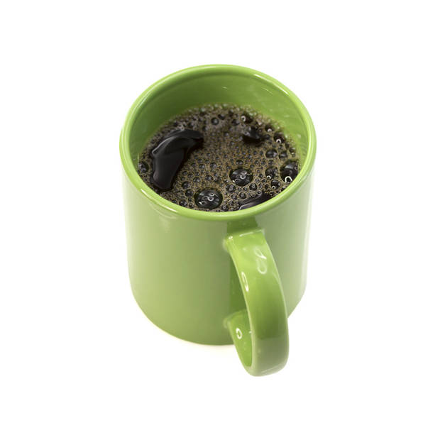 Bellatio Design Koffie mokken/bekers - 4x - keramiek - glans - met oor - groen - 370 ml - Bekers