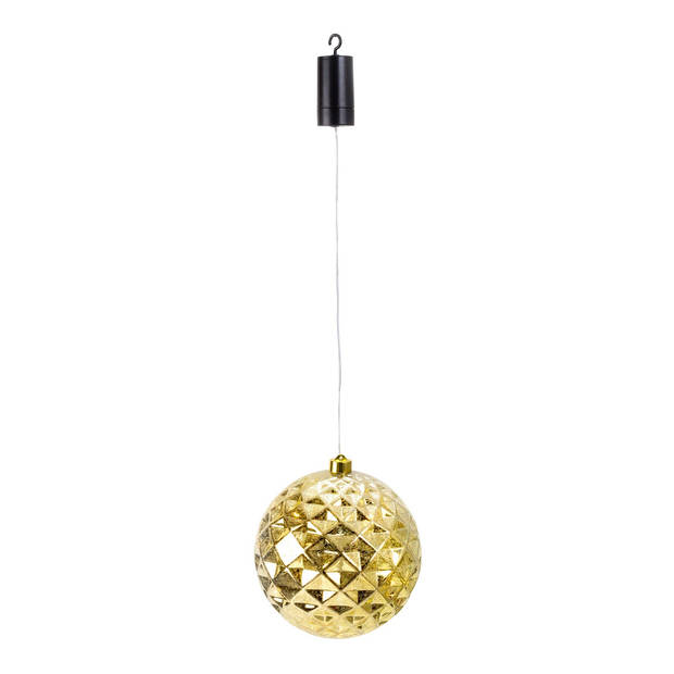 Verlichte kerstballen - 3x st - kunststof - goud - D12, D15 en D20 cm - kerstverlichting figuur
