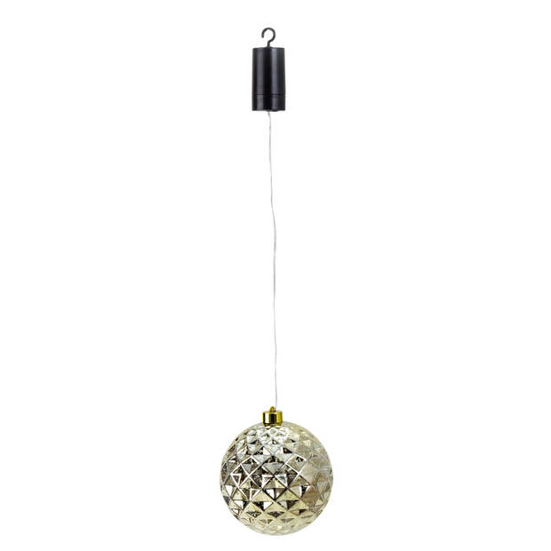 IKO kerstbal goud - 2x - met led verlichting- D15 cm - aan draad - kerstverlichting figuur