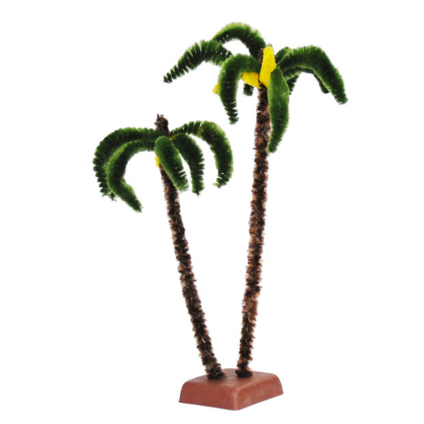 Euromarchi miniatuur palmboompjes - 2x - 22 cm - kunststof - Beeldjes