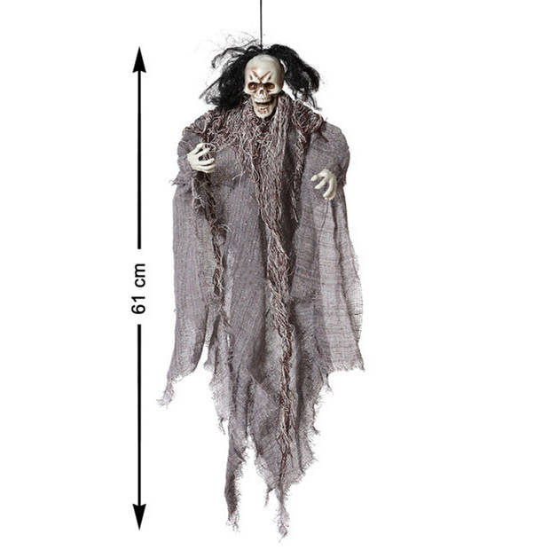 Halloween/horror thema hang decoratie spook/skelet - enge/griezelige pop - 60 cm - Feestdecoratievoorwerp