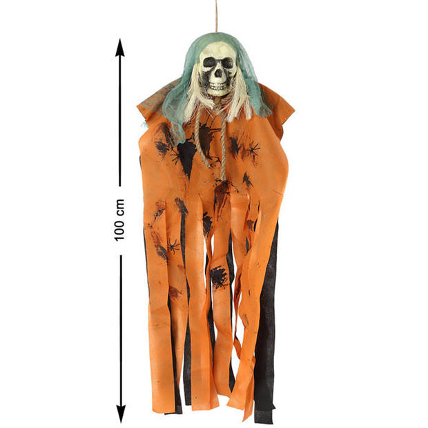 Halloween/horror thema hang decoratie spook/skelet - enge/griezelige pop - 100 cm - Feestdecoratievoorwerp
