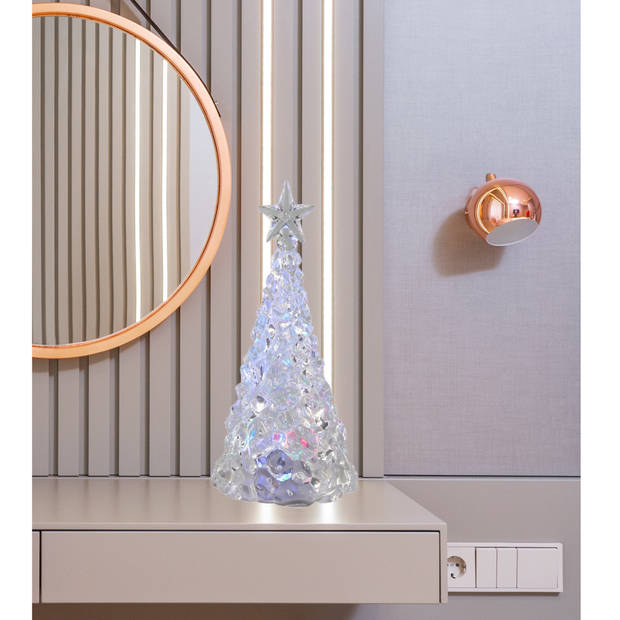 Svenska Living decoratie kerstboompjes met verlichting - 21 cm- acryl - kerstverlichting figuur