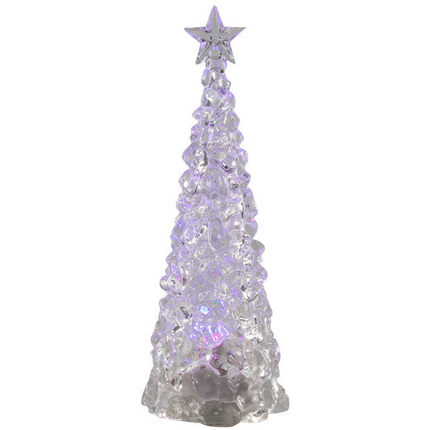 Svenska Living decoratie kerstboompjes met licht - 2x st- 30 cm- acryl - kerstverlichting figuur