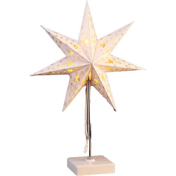 HI kerstster tafellamp - wit - 35 cm - op batterijen -kerstverlichting - Kerststerren