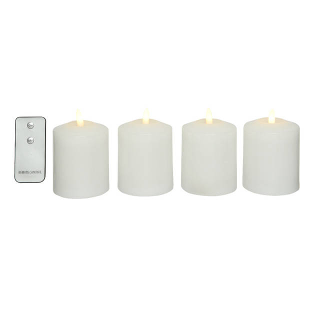 Lumineo LED kaarsen set - 4x stuks - wit - kerkkaarsen - LED kaarsen