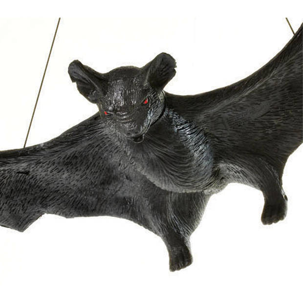 Rubies Nep vleermuis - 58 cm - hangend - zwart - Horror/griezel thema decoratie dieren - Feestdecoratievoorwerp