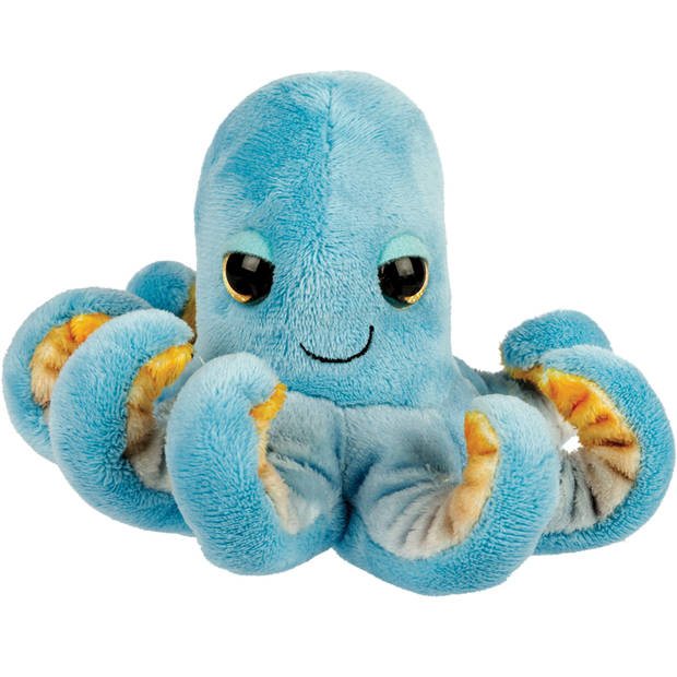 Suki Gifts pluche inktvis/octopus knuffeldier - cute eyes - blauw - 15 cm - Knuffel zeedieren