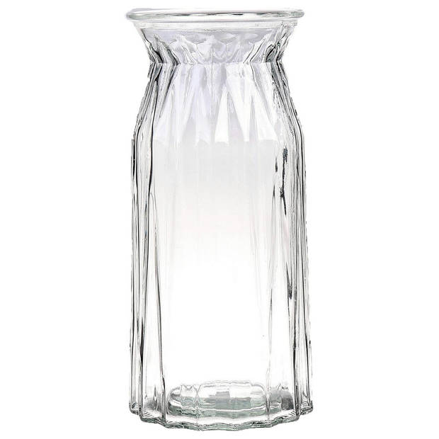 Bellatio Design Bloemenvaas - 2x - helder transparant glas - D12 x H24 cm - Vazen