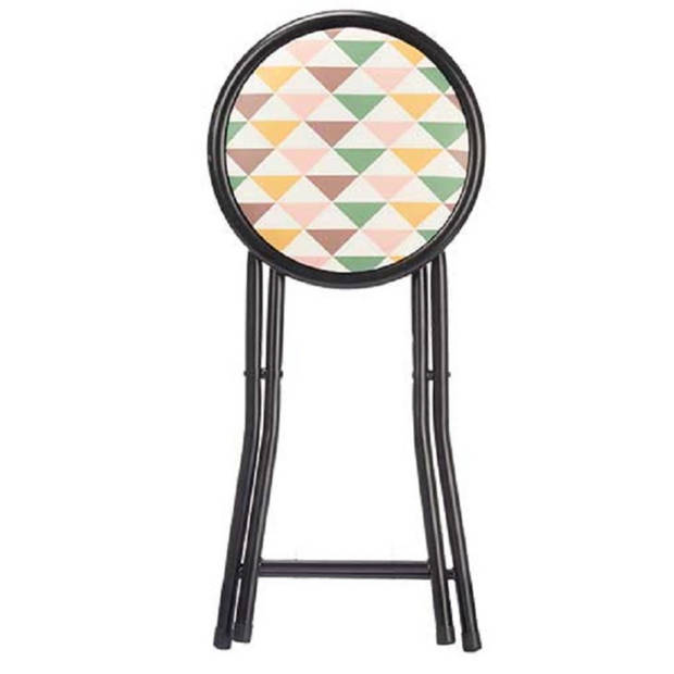 Giftdecor Bijzet krukje/stoel - 2x - Opvouwbaar - zwart/deco patroon - D30 x H45 cm - Krukjes