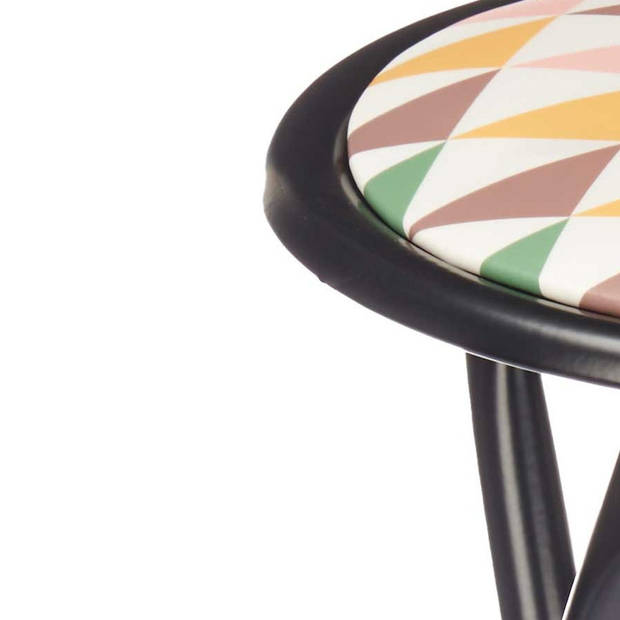 Giftdecor Bijzet krukje/stoel - Opvouwbaar - zwart/deco patroon - D30 x H45 cm - Krukjes