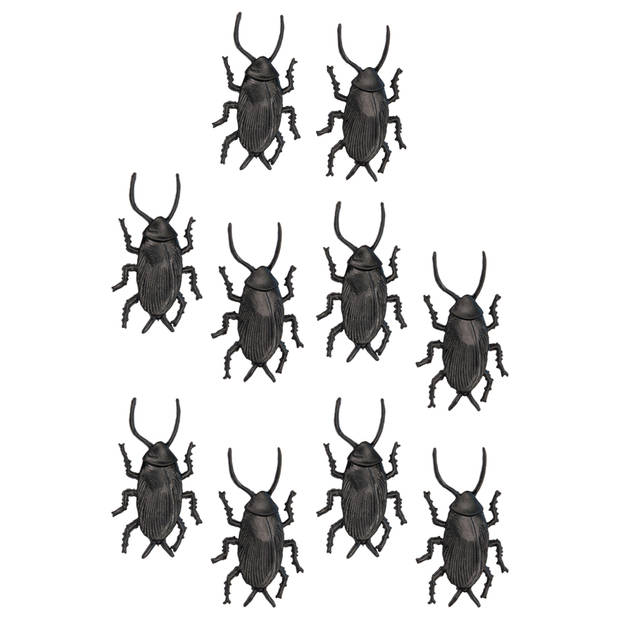 Amscan nep kakkerlakken/kevers 5 cm - zwart/bruin - 10x - Horror/griezel thema decoratie beestjes - Feestdecoratievoorwe