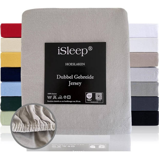 iSleep Hoeslaken Dubbel Jersey - Zilver - 180/190x210/220