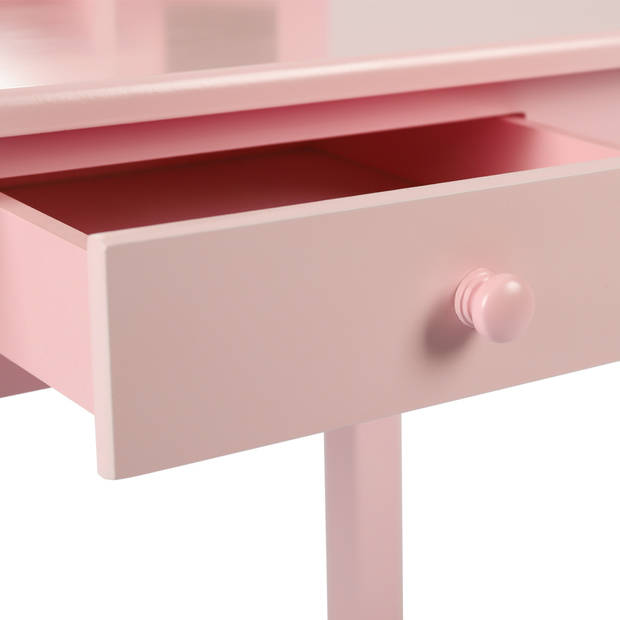 Kaptafel make up visagie tafel Prinses meisje met spiegel en krukje roze