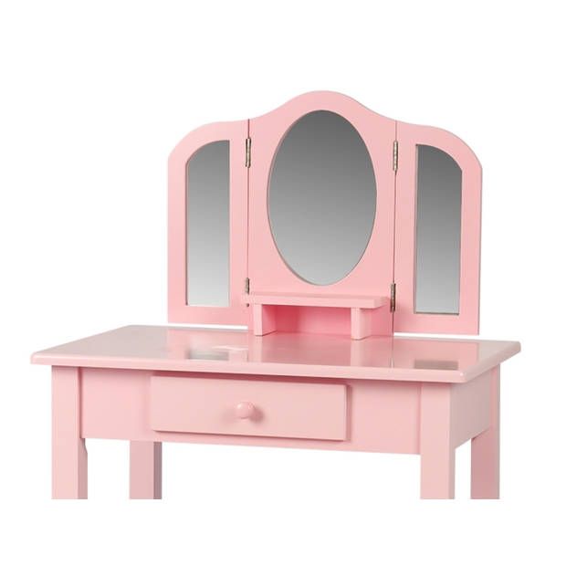 Kaptafel make up visagie tafel Prinses meisje met spiegel en krukje roze