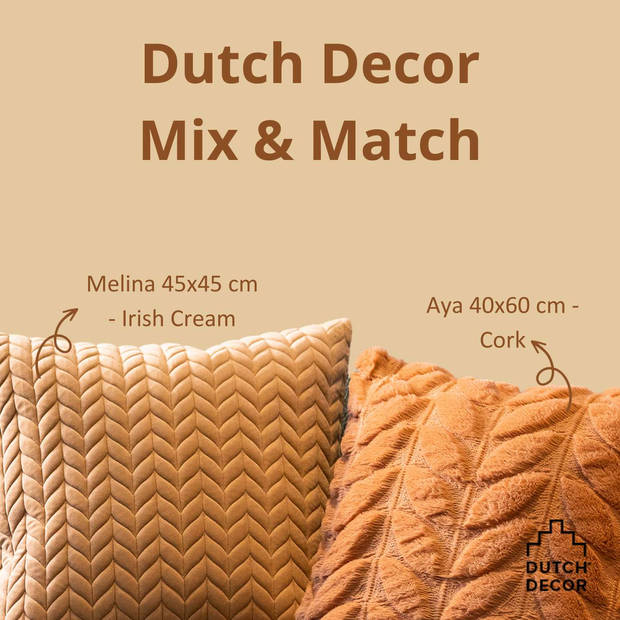 Dutch Decor - MELINA - Sierkussen 45x45 cm - luxe visgraatmotief - effen kleur - Irish Cream - beige