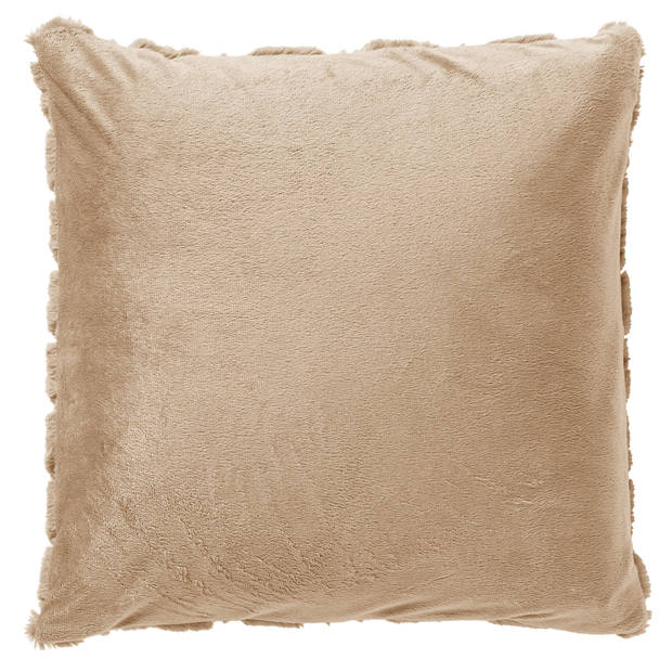 Dutch Decor - AYA - Sierkussen 45x45 cm – 3D bladmotief – heerlijk zacht - Irish Cream - beige