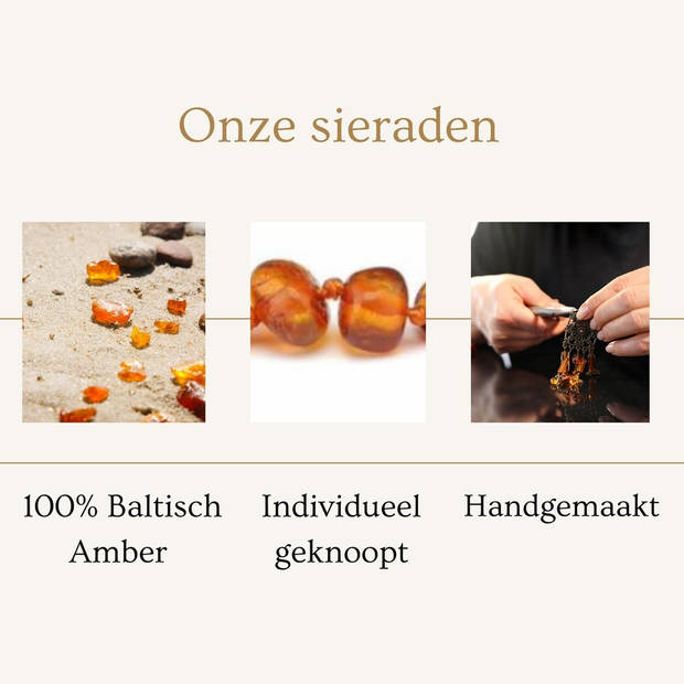 Wild Sun Barnsteen Ketting Kind - Amber Ketting - Baltische Barnsteen – 36 cm – Cognac / Cherry