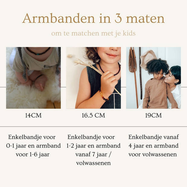Wild Sun Barnsteen Armband Volwassene - Amber Enkelbandje Kind - Baltische Barnsteen – 19 cm - Cognac / Cherry
