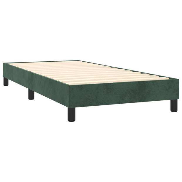 vidaXL Boxspring met matras fluweel donkergroen 90x190 cm