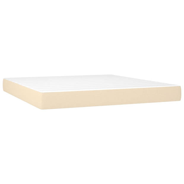 vidaXL Boxspring met matras en LED stof crèmekleurig 180x200 cm