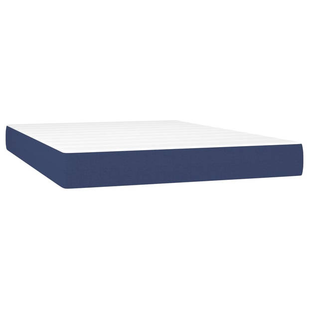 vidaXL Boxspring met matras stof blauw 140x200 cm