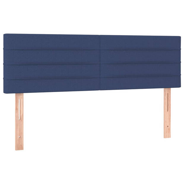 vidaXL Boxspring met matras en LED stof blauw 140x190 cm