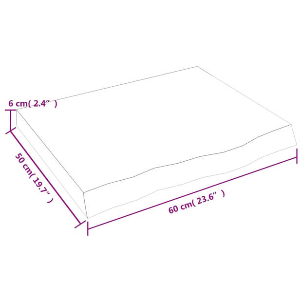 vidaXL Wandschap 60x50x(2-6)cm behandeld massief eikenhout donkerbruin