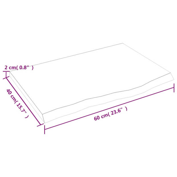 vidaXL Wandschap 60x40x2 cm behandeld massief eikenhout donkerbruin