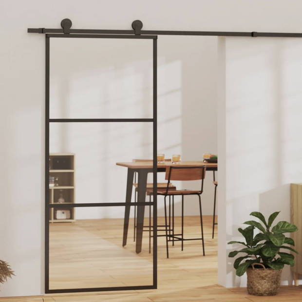 The Living Store Schuifdeur - Glas en aluminium - 90 x 205 cm - ESG-glas - Geruisloos