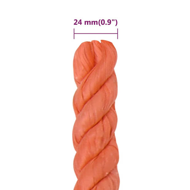 vidaXL Werktouw 24 mm 50 m polypropeen oranje