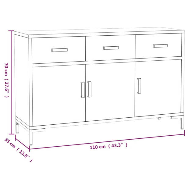 The Living Store Dressoir Vintage Industrieel - 110 x 35 x 70 cm - Gerecycled grenenhout