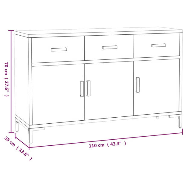 vidaXL Dressoir 110x35x70 cm massief grenenhout zwart