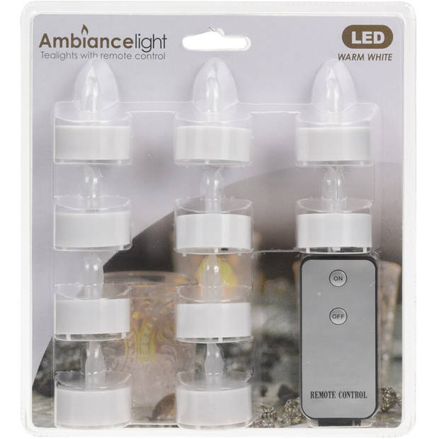 Ambiance Lights Waxinelichtjes - 10x - LED - op batterijen - met afstandsbediening - theelichtjes - LED kaarsen